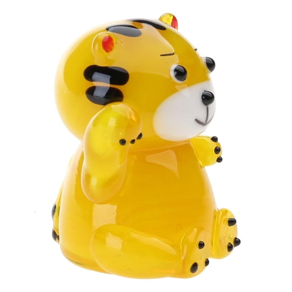 YIEMEEN Miniature Glass Tiger Figurine Lucky Tigers Cute Mini Statue Ornament for Home Bedroom Office Desktop Decoration Kids