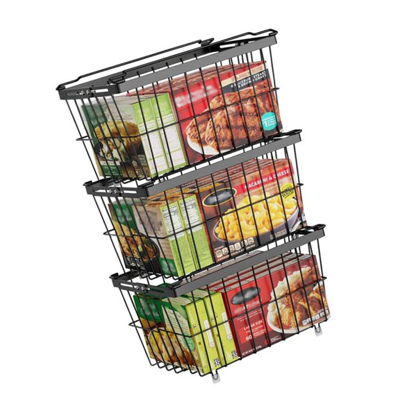 YIEMEEN Modifiable Kitchen Planner Stackable Storage Basket For Food Office Materials Black