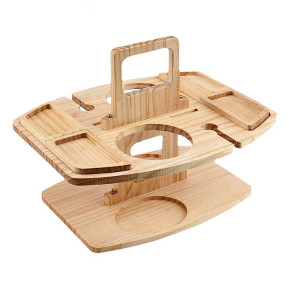 YIEMEEN Multiple Tiers Wood Serving Tray Portable Kitchen Organizers for Dining Table Countertop Storage