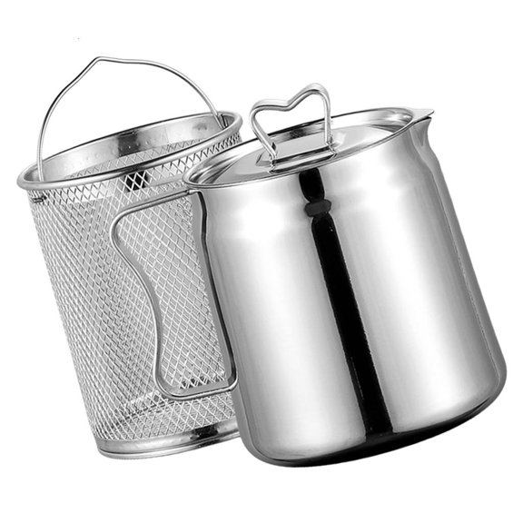 YIEMEEN Multipurpose Stainless Steel Oil Filter Pot With Cover And Basket Quick Cleaning Design For Household Commercial Use