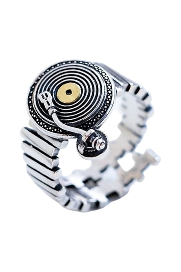 YIEMEEN Music Lovers Vintage Record Inspired Rings Copper Adjustable
