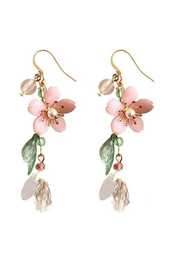 YIEMEEN Nature Inspired Petal and Leaf Design Earrings Accessory for Fashionable Women