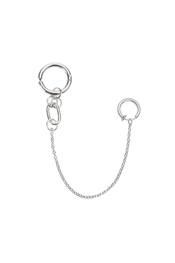 YIEMEEN Non-Piercing Props Earrings Fake Lip Ring with Long Chain Lip Clip Fake Piercing Goth Ear Pierc Jewelry