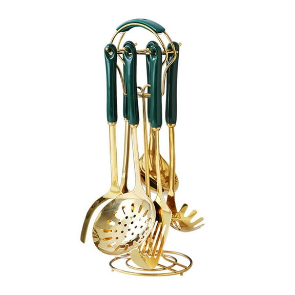 YIEMEEN Nordic 7Pcs Kitchen Utensil Set Stainless Steel Cooking Spoon Spatula Shovel Kit