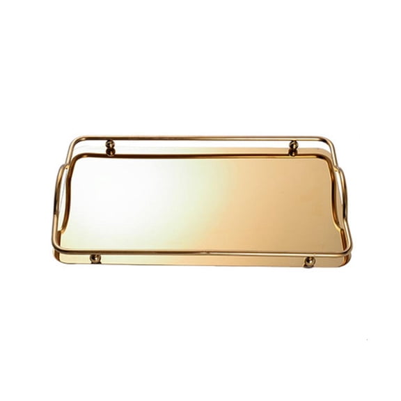 YIEMEEN Nordic Style Rectangular Stainless Steel Mirror Tray with Handles Coffee Bar Food Serving Trays Elegant Teapot Cup Storage Holder Dessert Plate Home Decoration
