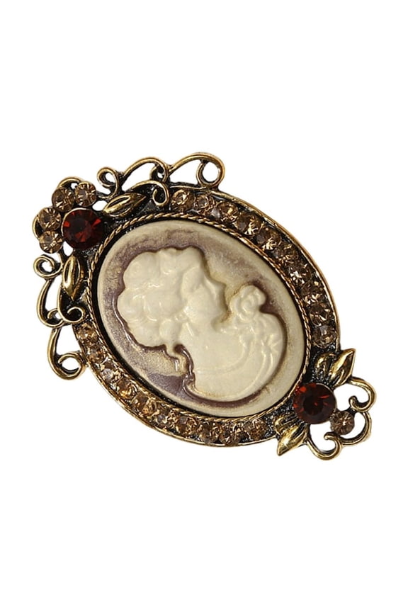 YIEMEEN Ornate Floral Cameo Brooch Featuring Rhinestones Details Prom Badge Pin Jewelry