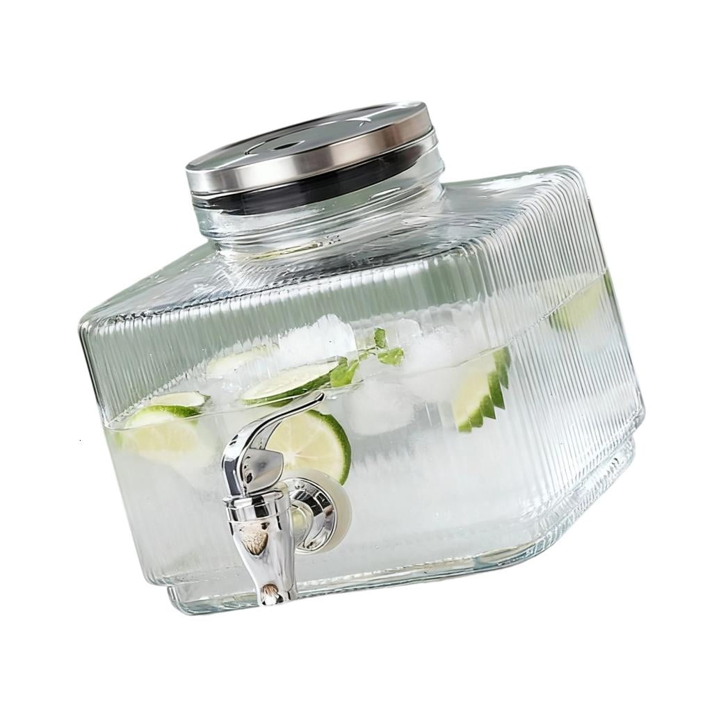 YIEMEEN Oversized Glass Water Container Auto Serve Beverage Dispenser ...