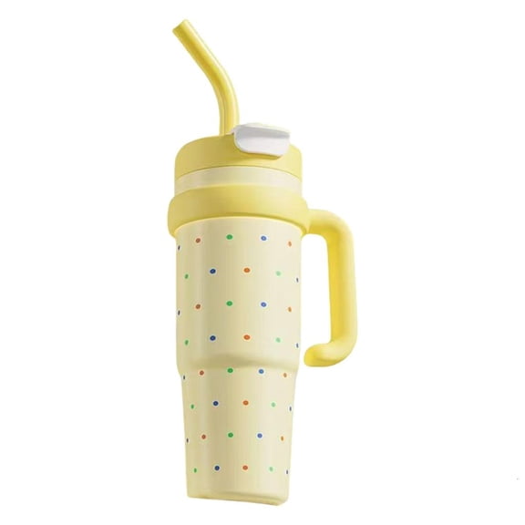 YIEMEEN Oversized Straw Thermal Mugs 12H Heat Retention Ergonomic Handle Wide Mouths Design