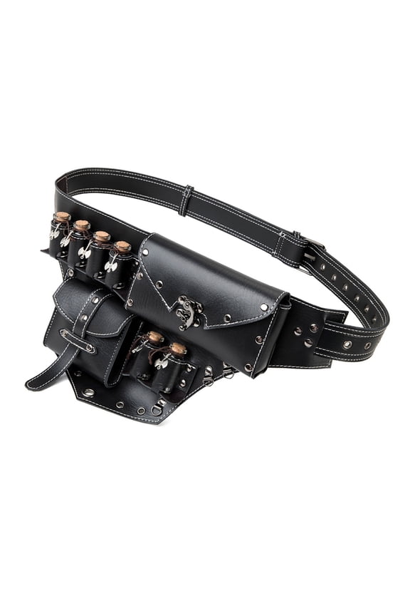 YIEMEEN PU Waist Pouch with Cork Potion Vials for and Medieval Themed Renaissances Rivets Belt Bag