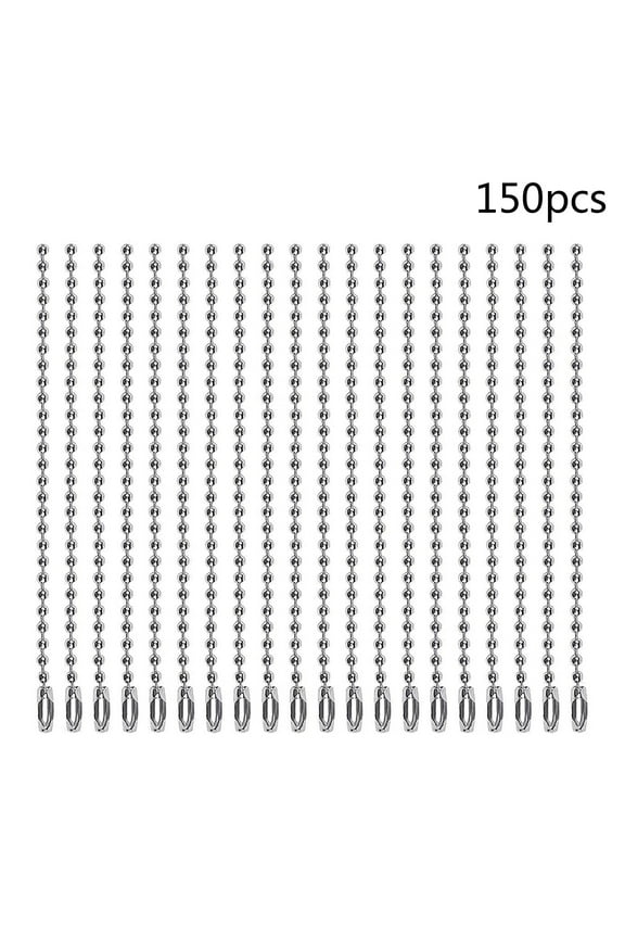 YIEMEEN Pack of 150 Ball Bead Chain Nickel Plated Ball Chain Necklace 1.5mm Bead Adjustable Pull Chain Extension Beaded Chain