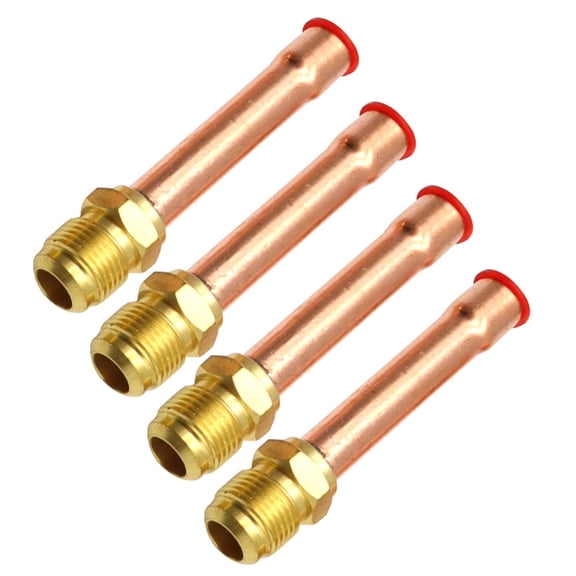 YIEMEEN Pack of 4 1/4" 3/8" 1/2" 3/4" Flare Connector With Copper Tube Brass Pipe Fitting Connector Adapter Replacement