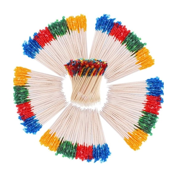 YIEMEEN Pack of 400 Toothpicks for Appetizers Disposable Wooden Colorful Cocktail Picks