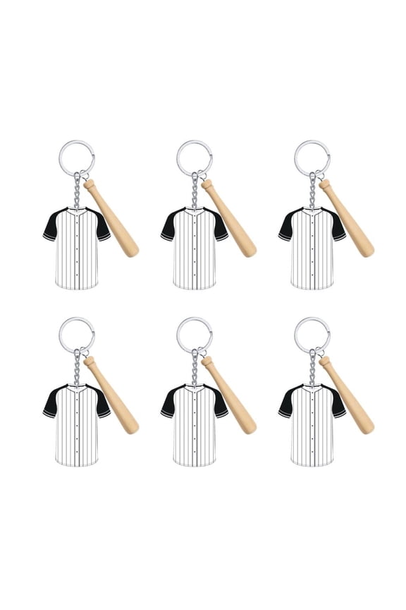 YIEMEEN Pack of 6 Unique Acrylic Keychains Baseball Jerseies for Sports Fan Decoration