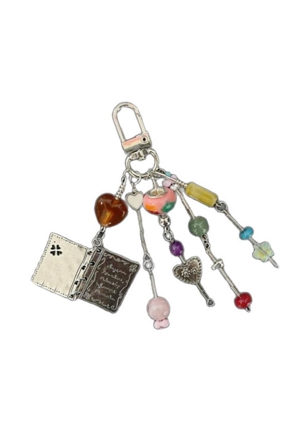 YIEMEEN Page Turn Keyring Colorful Bead Detail Lightweight Charm For Notebooks Gifts