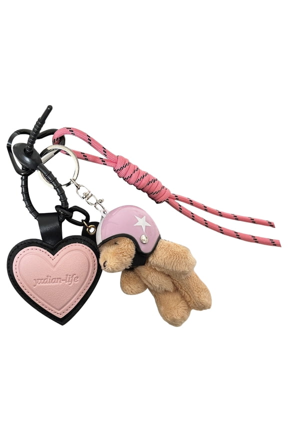 YIEMEEN Phone Keyring Heart Keychain Lovely Bear Key Chain Bag Charm for Woman