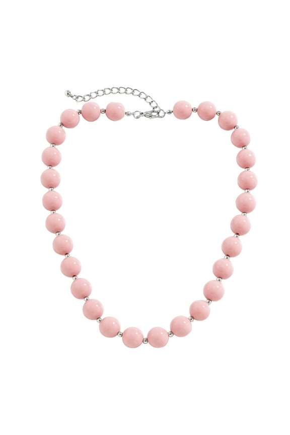 YIEMEEN Pink Acrylic Beaded Necklaces Clavicle Chain Necklace Jewelry for Women Men