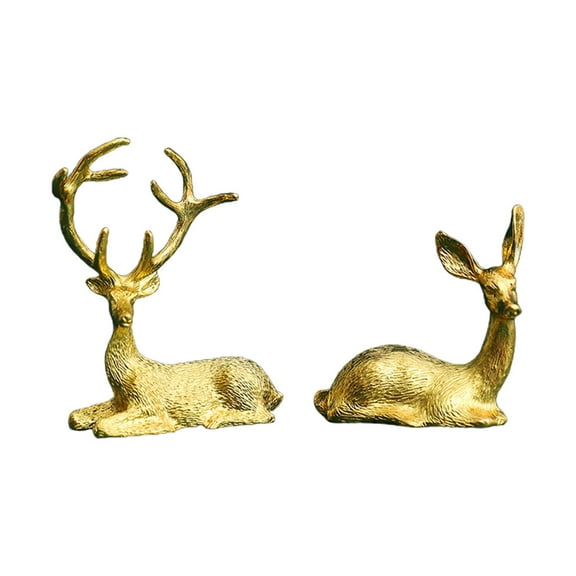YIEMEEN Plating Gold Elk Deer Figurines 1 Pair Metal Animal Statue Ornament for Wedding Dining Table Decoration Valentine’s Day Gift