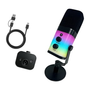 YIEMEEN Plugs Play USB XLR Double Mode Microphone With Color Illuminating For Streaming Recording