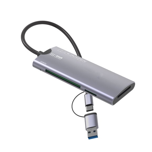 YIEMEEN Plugs and Play USB3.0 Card Reader for Six Card Multiple Devices Aluminum Body