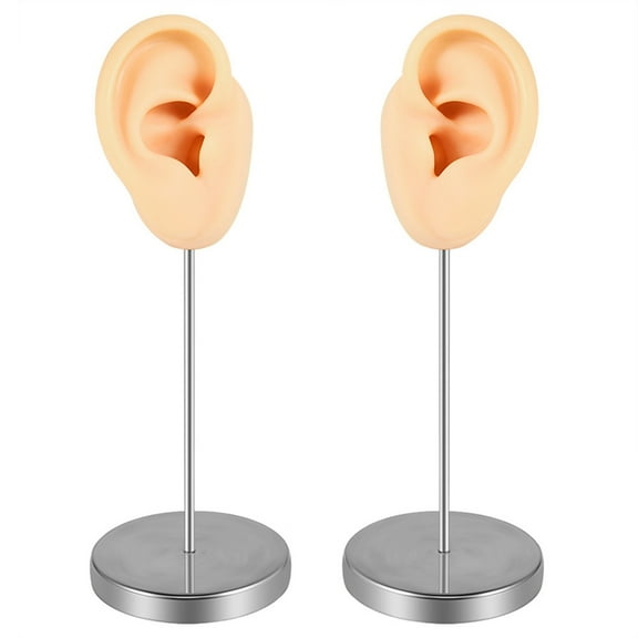 YIEMEEN Realistic Soft Silicone Ear Model Practical Ear Studs Display Props Realistic Left and Right Human Ear Mannequin