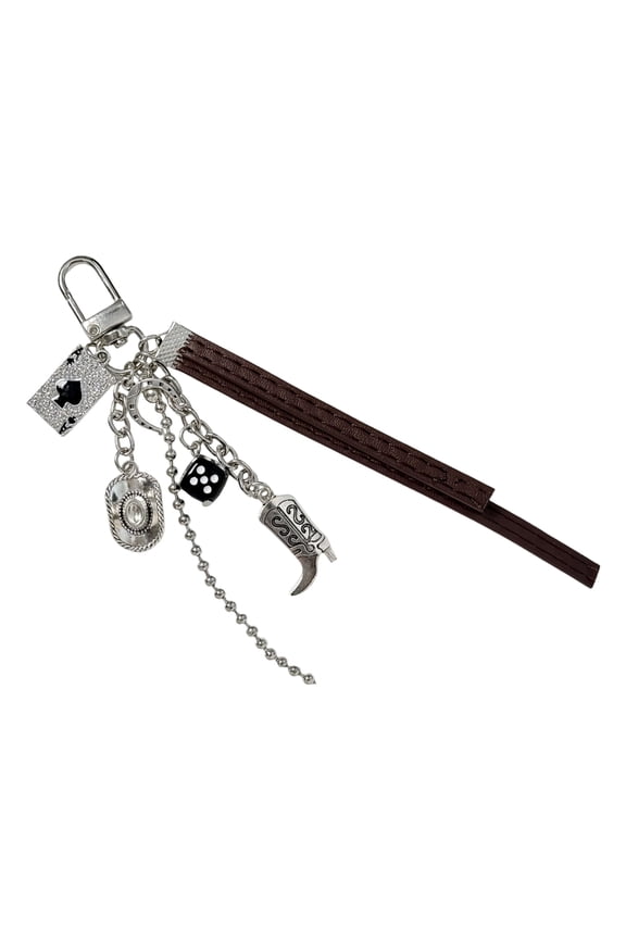 YIEMEEN Retro Cowboy Styles Alloy Boot Shaped Poker Keychain Accessory For Purse Phone