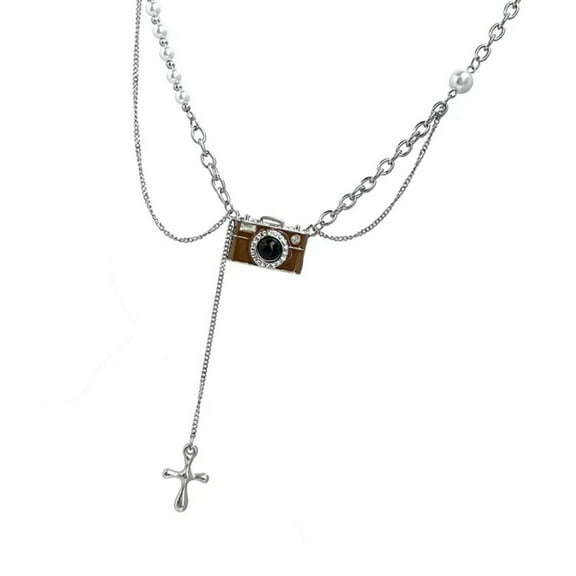 YIEMEEN Retro Inspired Brown Camera Necklace Adjustable Length Neckchain Unique Photography Lover Gift Fashion Accessories