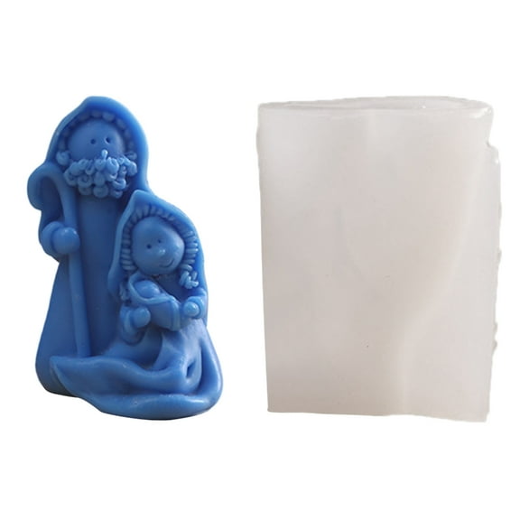 YIEMEEN Reusable Silicone Candle Mold Holy Family Nativity Statue DIY Epoxy Resin Mould