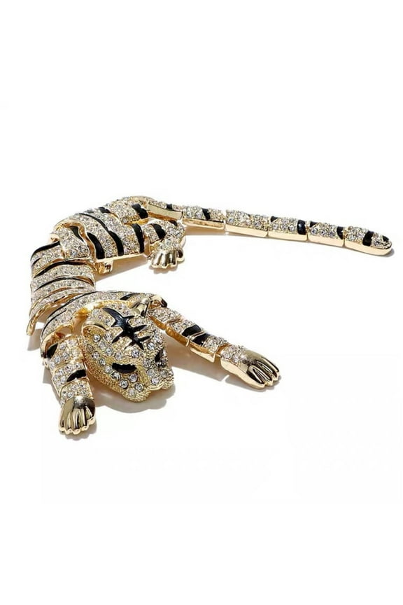 YIEMEEN Rhinestone Gold Silver Color Tiger Brooches For Women Beautiful Elegant Wedding