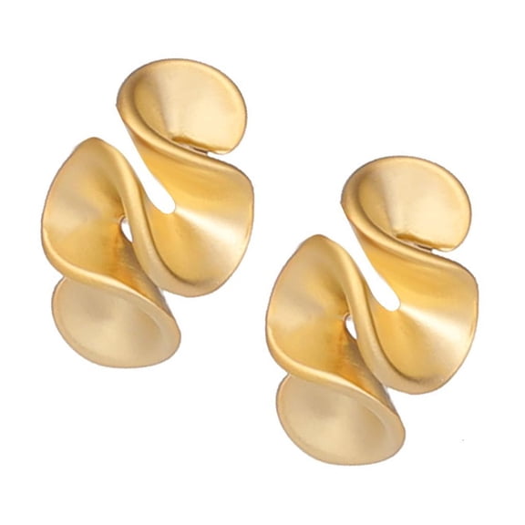 YIEMEEN Ruffle Studs Earring Delicate Ears Jewelry Copper Texture for Fashion Lover