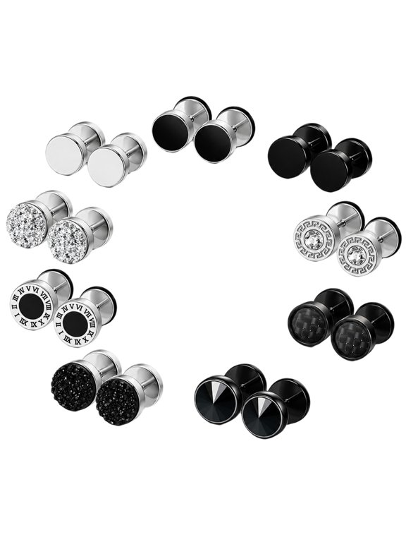 YIEMEEN Screw Back Post Earrings with Smooth, Textured, Decorative Faces