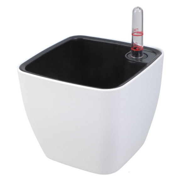 YIEMEEN Self Watering Planter Modern Garden Decorative White Flower Pots with Water Level
