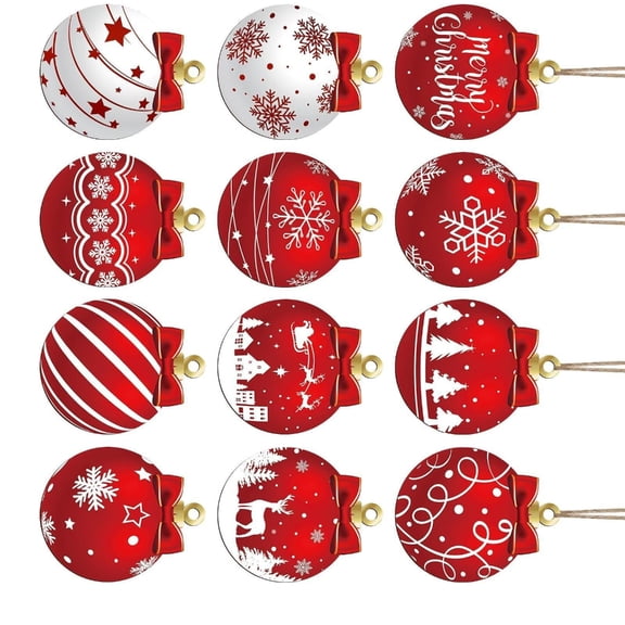 YIEMEEN 12pcs Reusable Wood Holiday Hanging Balls Home Decoration Seasonal Accessories