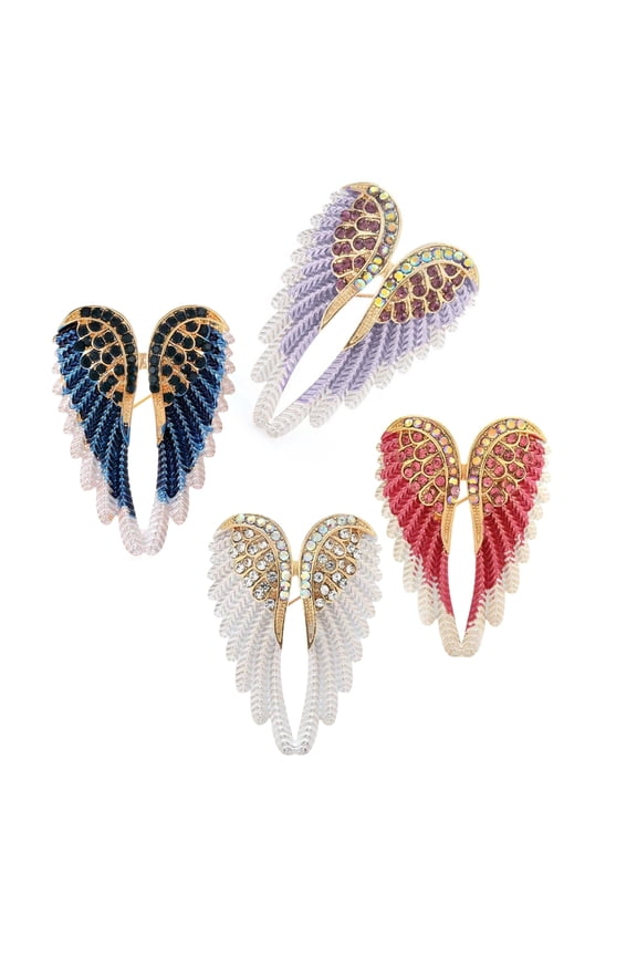 YIEMEEN Set Of 4 Elegant Rhinestones Brooch Unisex Angelic Wing Pins for Stylish Accessorizing Backpack Decorations