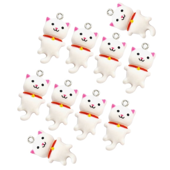 YIEMEEN Set of 10 Handmade Resin Cat Figurine Set Cute Cat Ornament Earrings Pendant DIY Jewelry Accessory for Craft Enthusiasts