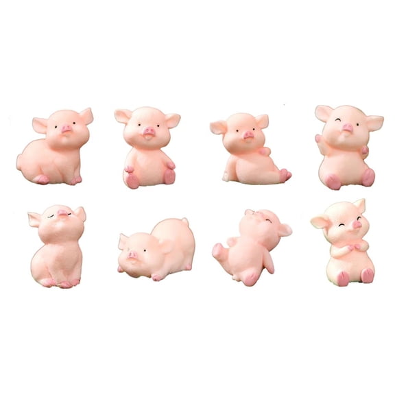 YIEMEEN Set of 8 Resin Pig Ornaments, Lovely Decor Pieces for Birthdays Home Decorations
