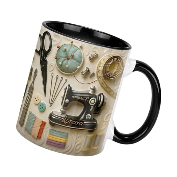 YIEMEEN Sewing Theme Ceramic Cup Easy Washing Drinking Cup For Sewing Enthusiasts