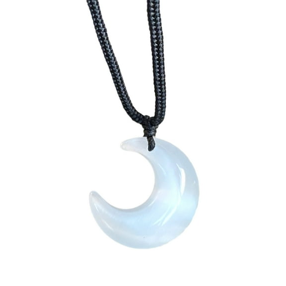 YIEMEEN Simple Crescent Moon Pendant Necklace Fashion Collar Necklaces Clavicle Chain Natural Stone Choker Party Jewelry