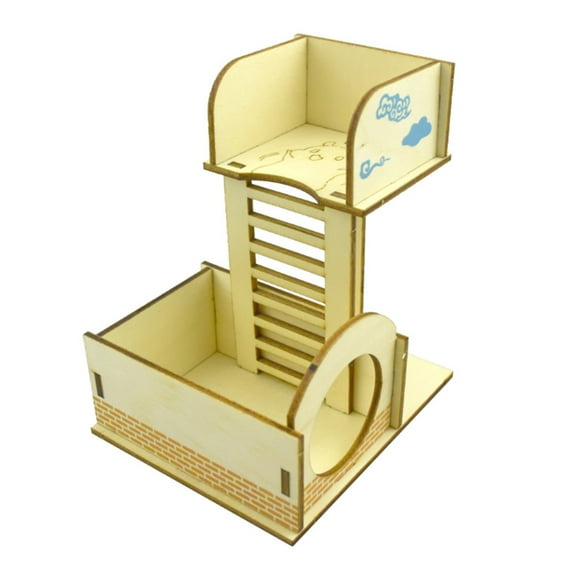YIEMEEN Small Pet Toys Hamster Maze Wooden Tube Tunnel Cage Seesaw House Swing