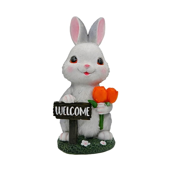 YIEMEEN Solar Garden Rabbit Statues Outdoor Decors Rabbit Figurines with LED Light