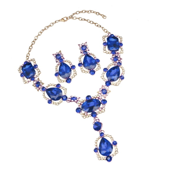 YIEMEEN Sophisticated Crystal Necklace and Earrings Jewelry Set for Special Celebrations