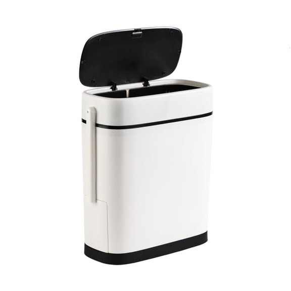 YIEMEEN Space Efficient 14L Bathroom Trash Can Press Top Lid Garbage Can Rectangular