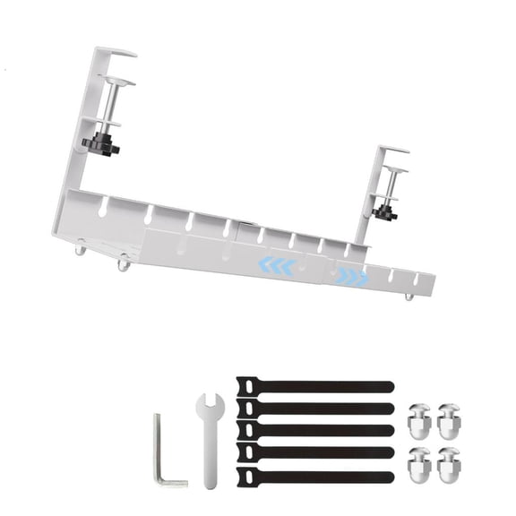 YIEMEEN Space Saving Heavy Duty Under Desk Cable Shelf Adjustable Metal Cable Tray Cord Organizer for Easy Installation