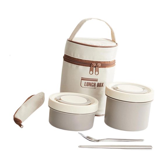 YIEMEEN Stackable 410 Rustless Lunch Canisters Set With Closed Closures And Insulated Transporting Bag