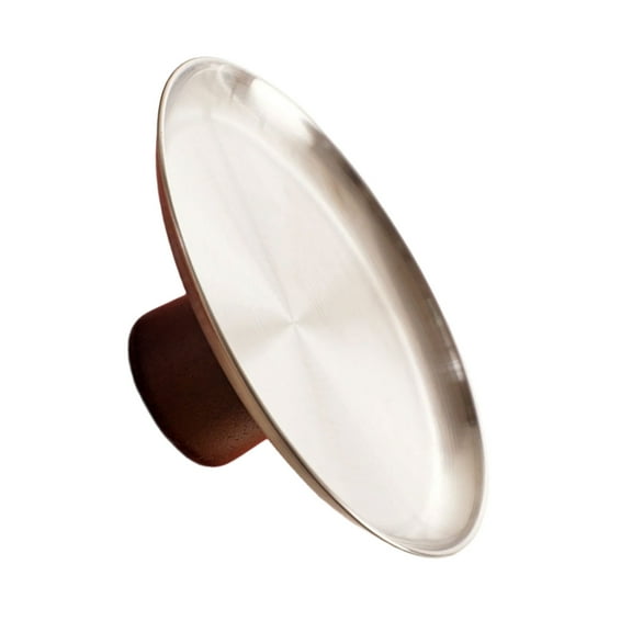 YIEMEEN Stainless Steel Appetizer Platter High Footed Fruit Tray Snacks Plate with Wood Base Elegant Living Room Decoration