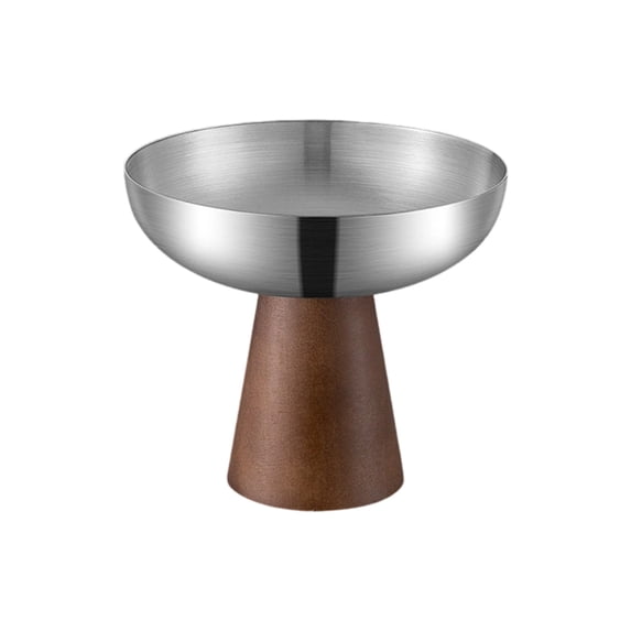 YIEMEEN Stainless Steel Dessert Dish With Wooden Base Elegant High Stem Ice Cream Bowl Great For Family Gatherings