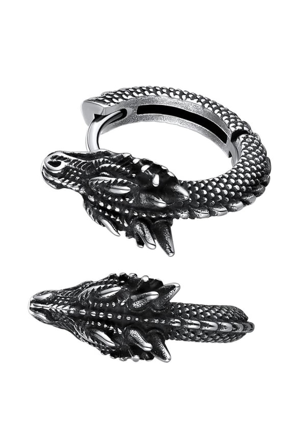 YIEMEEN Stainless Steel Dragon Hoop Earrings for Party Punk Hip Hop Unisex Accessory
