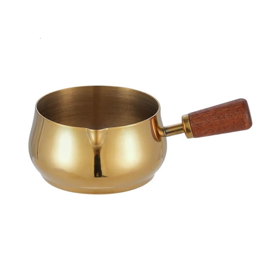 YIEMEEN Stainless Steel Espressos Cups With Wooden Handle Easy to Clean Cookware For Easy Pouring And Multipurpose Use