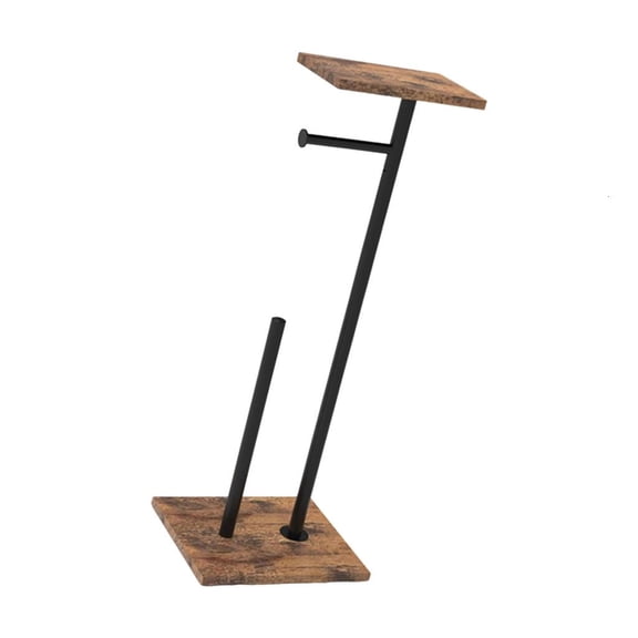 YIEMEEN Strong Floor Standing Toilet Paper Owner Natural Wood Bathroom Tissue Storage Planner with Removable Shelf for Home Deck