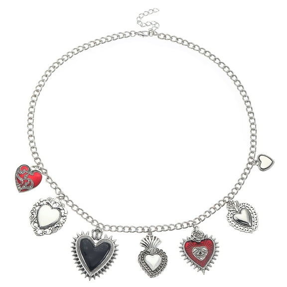 YIEMEEN Stylish Adjustable Length Necklace With Antique Silver Finish and Heart Charm