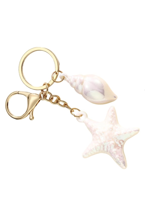 YIEMEEN Stylish Beach Inspired Shell Keychain Conch Starfish Star Pendant Keyring Charm Fashionable Sea Inspired Jewelry